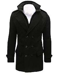 Dvojradový čierny pánsky kabát