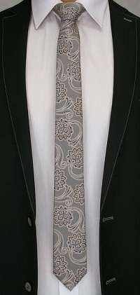 Elegantná vzorovaná sivá kravata