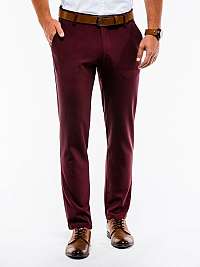 Elegantné pánske chinos nohavice tmavo-červené P832