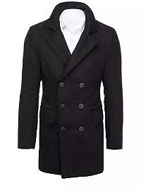 Elegantný čierny kabát s dvojradovým zapínaním