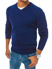 Elegantný nebesky modrý sveter s véčkovým výstrihom