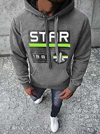 Grafitová trendy mikina s potlačou Star JS/Y10055