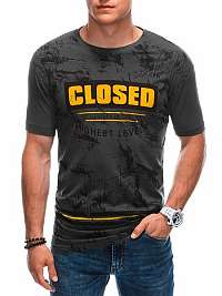 Grafitové tričko s nápisom Closed S1773