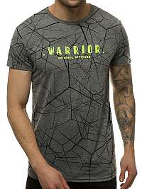 Grafitové tričko so zaujímavou potlačou WARRIOR  JS/SS10935