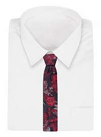 Granátovo-červená kravata s kvetinovým motívom Chattier