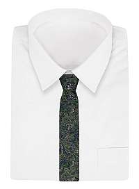 Granátovo-zelená pánska kravata so vzorom paisley