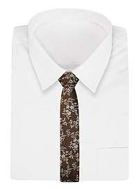 Hnedá  kvetinová kravata pre pánov