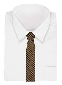 Horčicovo granátová kockovaná kravata