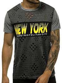 Jedinečné grafitové tričko s potlačou NEW YORK JS/KS2082