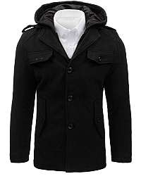 Jedinečný čierny kabát s kapucňou