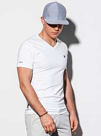 Jednoduché biele tričko s V výstrihom S1183