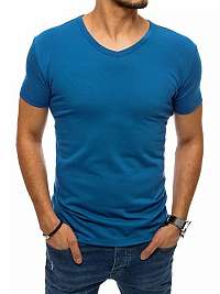 Jednoduché tričko s výstrihom v nebesky modrej farbe