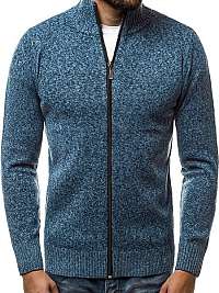 JEDNODUCHÝ PÁNSKY SVETER NA ZIPS MODRÝ OZONEE HR/1808