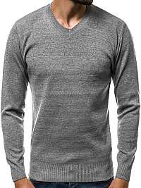 Jednoduchý šedý sveter s V výstrihom HR/1816Z