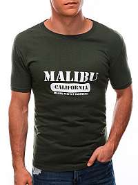 Khaki tričko so štýlovou potlačou Malibu S1592
