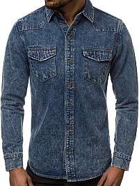 Moderná rifľová košeľa modrá  Y/78193