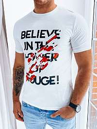 Moderné biele tričko s nápisom believe