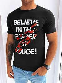 Moderné čierne tričko s nápisom believe
