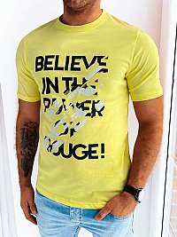 Moderné žlté tričko s nápisom believe