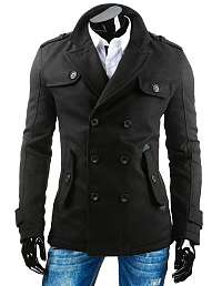 Moderný čierny pánsky kabát