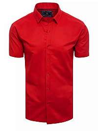 Módna červená jednofarebná košeľa s krátkym rukávom
