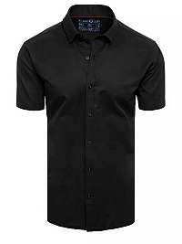 Módna čierna jednofarebná košeľa s krátkym rukávom