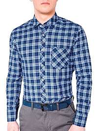 Modrá trendy kockovaná košeľa k419