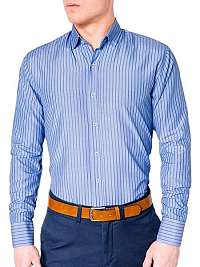 Modrá vzorovaná košeľa s dlhým rukávom k443