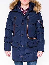 Modrá  zimná bunda s kapucňou c369