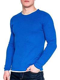 Modrý bavlnený pánsky sveter e121