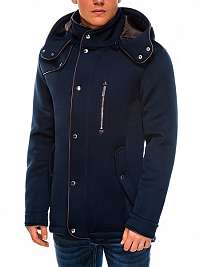 Modrý zaujímavý kabát s kapucňou c200