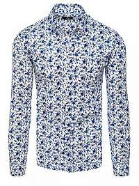 Nádherná biela košeľa s modrým vzorom