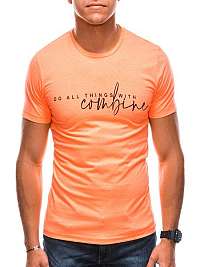Oranžové bavlnené tričko s nápisom S1725