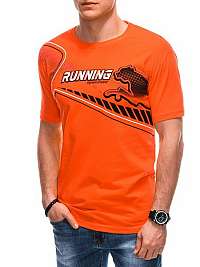 Oranžové tričko s potlačou Running S1800