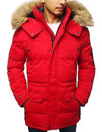 Originálna červená zimná bunda s kapucňou