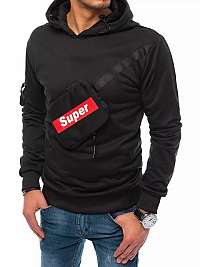 Originálna čierna mikina s kapucňou a štýlovým vreckom