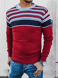 Originálny červený sveter s pruhmi