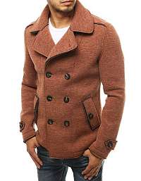 Originálny dvojradový kabát v tehlovej farbe
