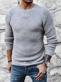 Originálny pletený svetlošedý sveter
