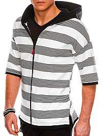 PÁNSKA MIKINA S KRÁTKYM RUKÁVOM ČIERNO-BIELA B1054