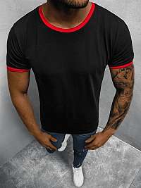 Pánske čierne tričko s červeným lemovaním O/1177Z