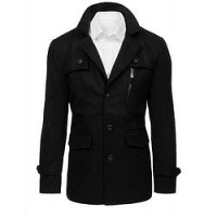 Pánsky čierny kabát bez kapucne - XL