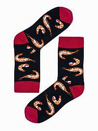 Ponožky v čiernej farbe s veselým motívom Krevetka U199
