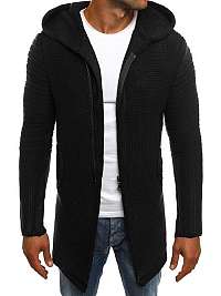 Predĺžený čierny sveter na zips MADMEXT 2124S