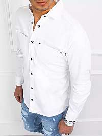 Rifľová bavlnená košeľa v bielej farbe