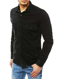 Rifľová pánska čierna košeľa