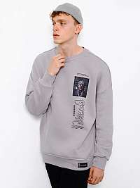 Šedá štýlová oversize mikina bez kapucne MACH/M3288