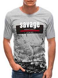 Šedé tričko s potlačou Savage S1762