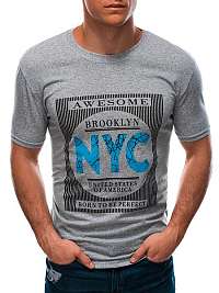 Šedé tričko s výraznou potlačou NYC S1598