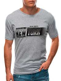 Šedé tričko z bavlny s potlačou New York S1596